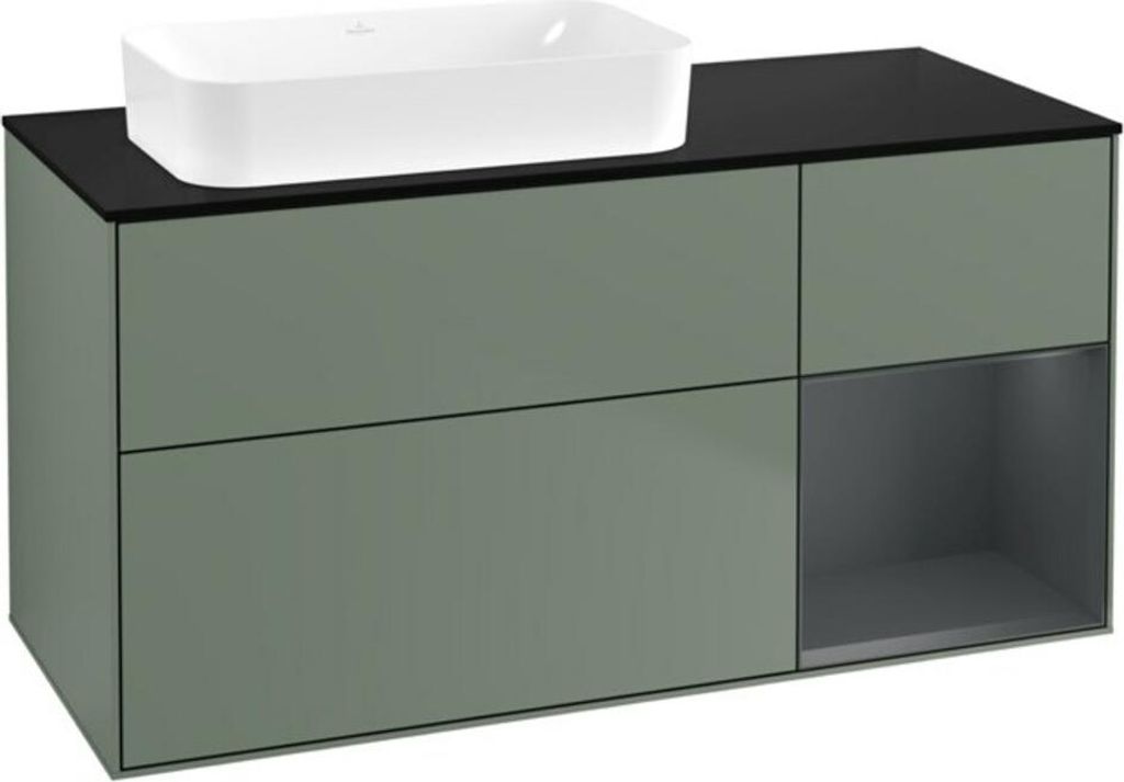 V&B Waschtischunterschrank Finion 120x60 cm, Rg r md bl. m Lac, Oli. m Lac