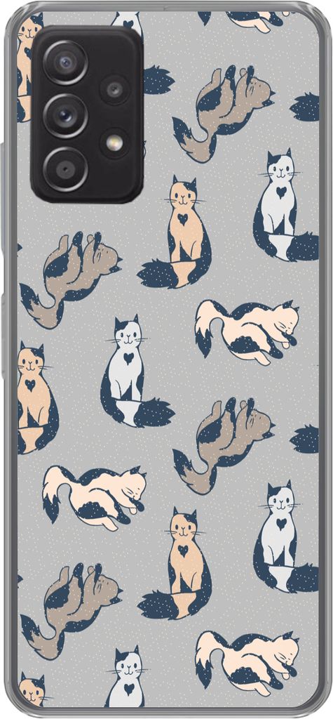 MuchoWow Handyhülle Schutzhülle Hülle für Telefoonhoesje Samsung Galaxy A33 5G Muster - Katze - Herz - Jungen - Mädchen - Kinder - Kind Sili...