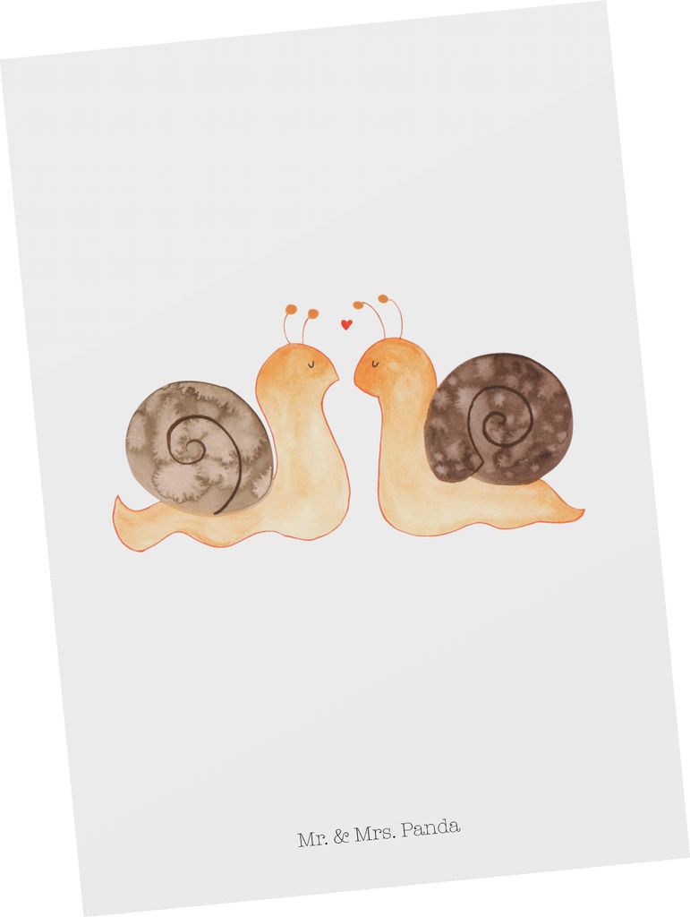 Mr. & Mrs. Panda Postkarte Schnecken Liebe - Weiß - Geschenk, glücklich, Ansichtskarte, Freundin, Verliebt, Postkarten, Grußkarte, Pärchen, Gro...