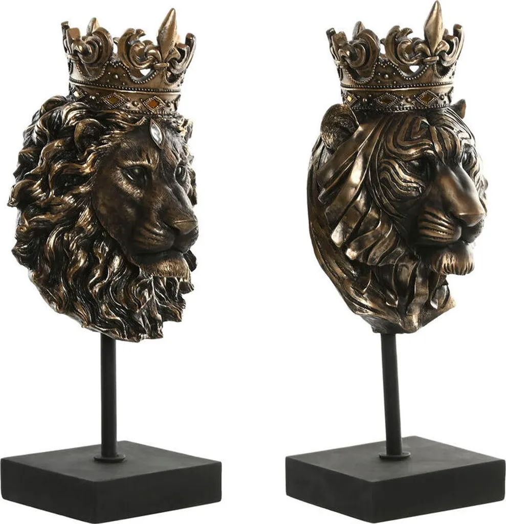 Duo de Lions Couronnés 44 cm Brun Foncé Home ESPRIT Design Chic HT