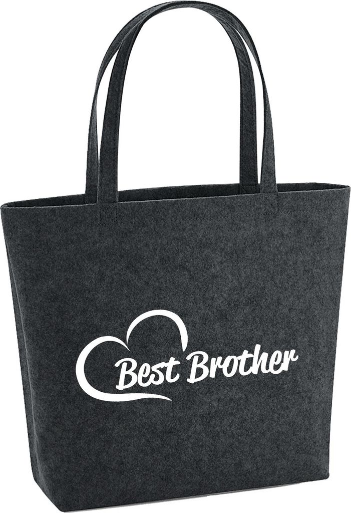 Huuraa Filzshopper Best Brother Heart 22 Liter Charcoal Melange Filztasche Geschenkidee