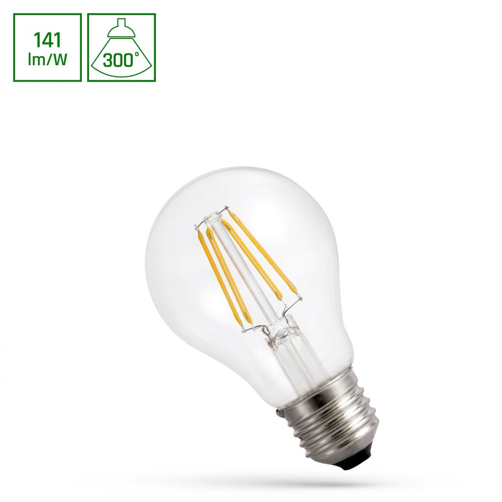 Spectrum LED E27 A60 Filament klar 8,5W = 82W 300° Birnenform 1200lm 230V Neutralweiß 4000K