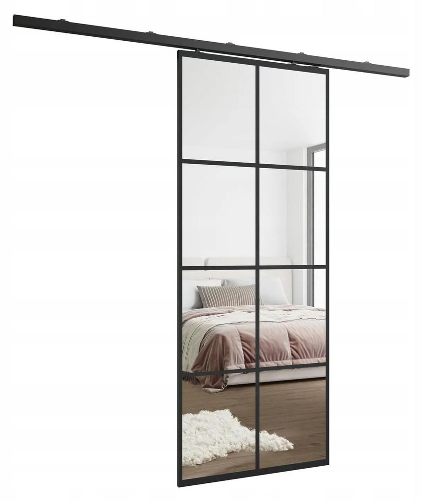 KIER FURNITURE Schiebetür Komplettset LOKI Sliding Door, Raumteiler Schiebetür Graphit Anthrazit 106x205x1,6 cm