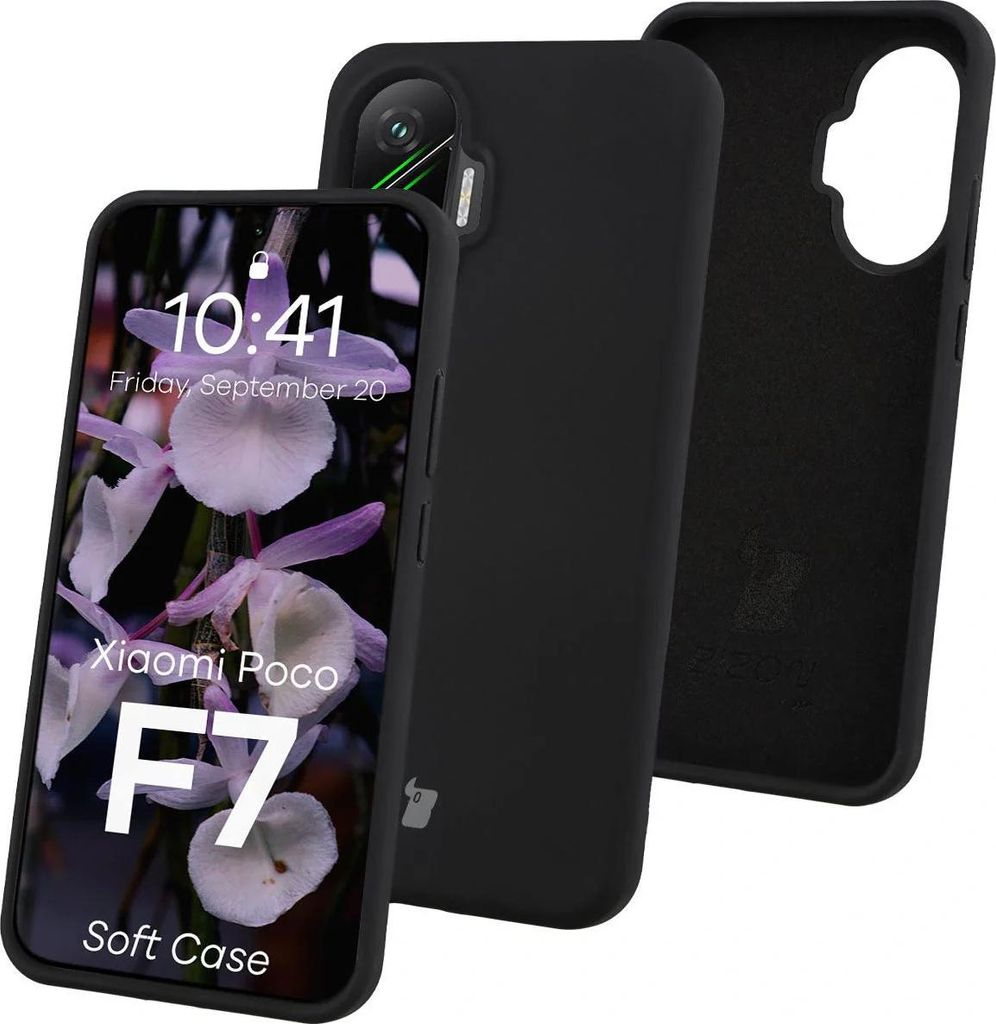 Silikon Handyhülle für Xiaomi POCO F7, Bizon Soft Case, Schwarz