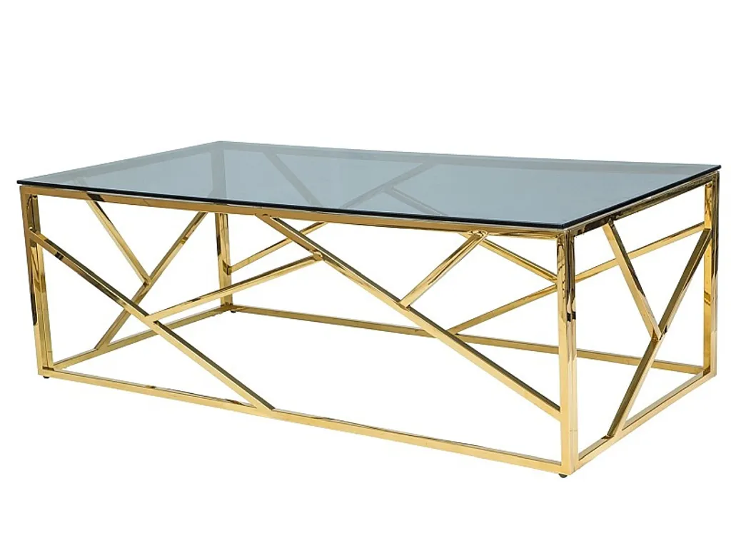 Table basse design PIM 1 pour salon moderne en verre et cadre doré