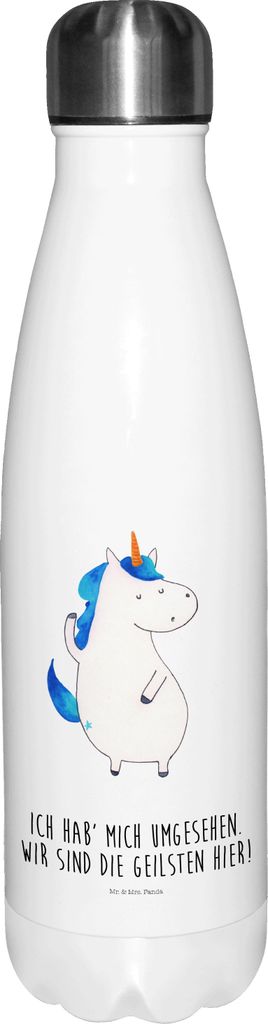 Mr. & Mrs. Panda Trinkflasche Einhorn Mann - Weiß - Geschenk, Einhörner, Party, Cool, Freundin, Wasserflasche, Familie, thermosflaschen, Thermo-T...