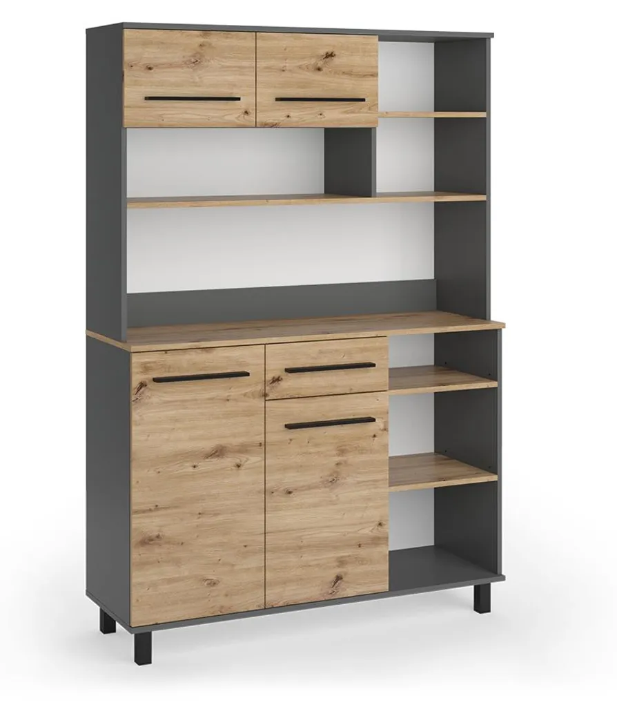 Buffet bas de cuisine bois et gris anthracite 120cm Vicco Pure moderne