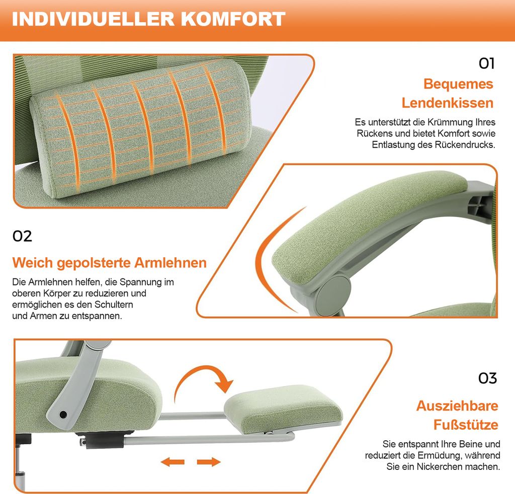 Bürostuhl Ergonomisch - Ein Schreibtischstuhl mit Produktbild 7