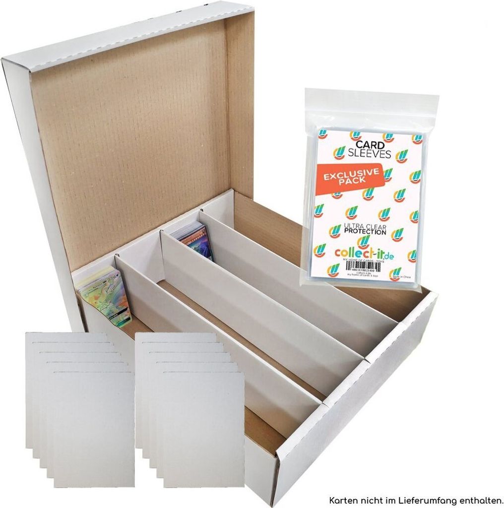 collect-it.de 1 Riesen Deck-Box + 10 Kartentrenner - Aufbewahrung (weiß) für 4000 Karten (kompatibel mit Magic/Pokemon/Yugioh/Match Attax Karten)...