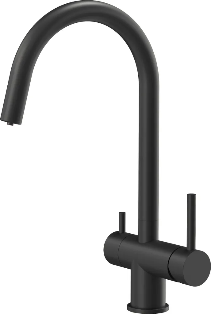 Robinet Mitigeur Cuisine 3 Voies pour Osmoseur Noir Mat Design 360°
