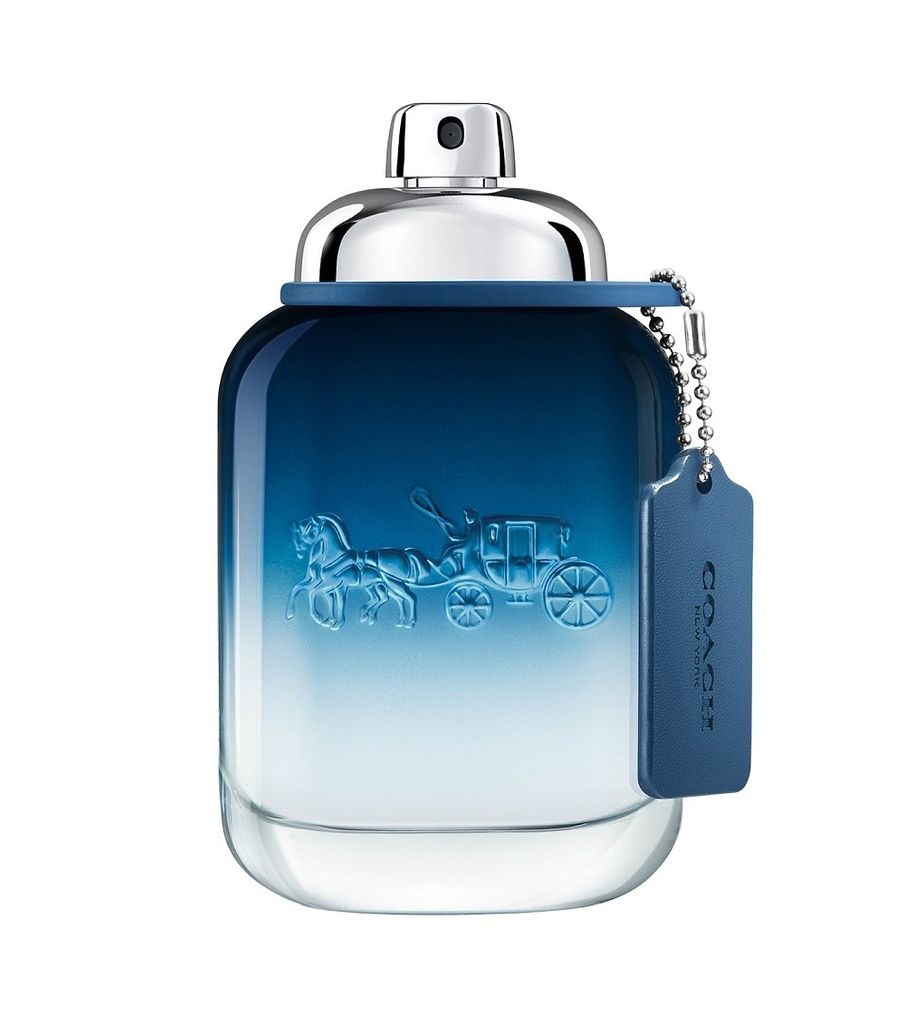 A bottle of Coach Blue Eau de Toilette for men.