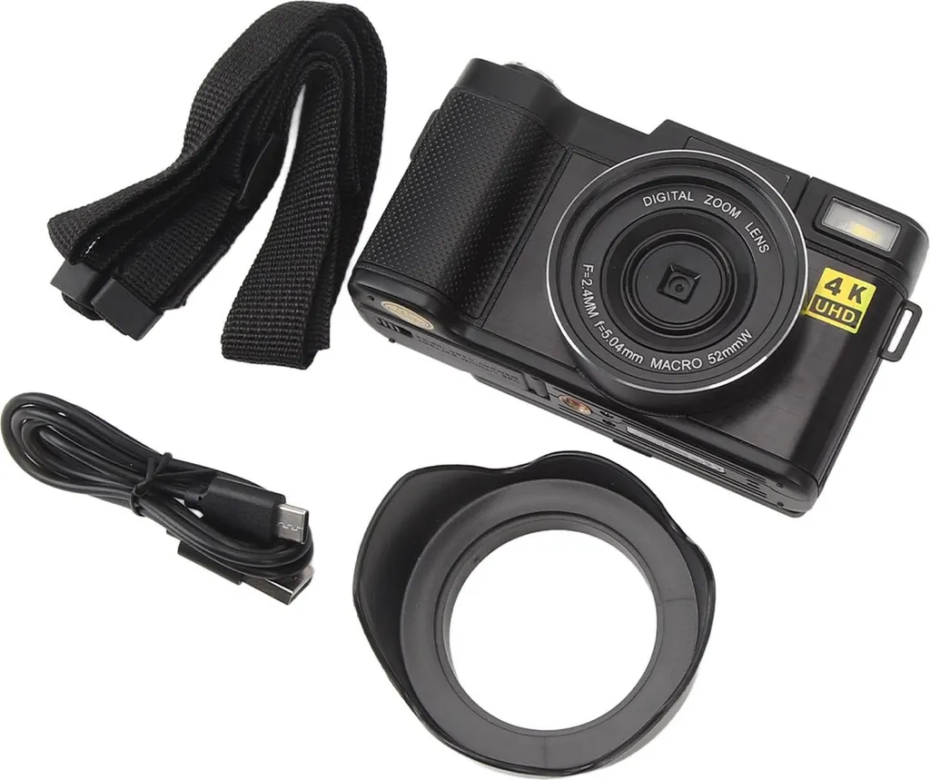Appareil photo numérique 4K 48MP noir avec zoom 16x et autofocus précis