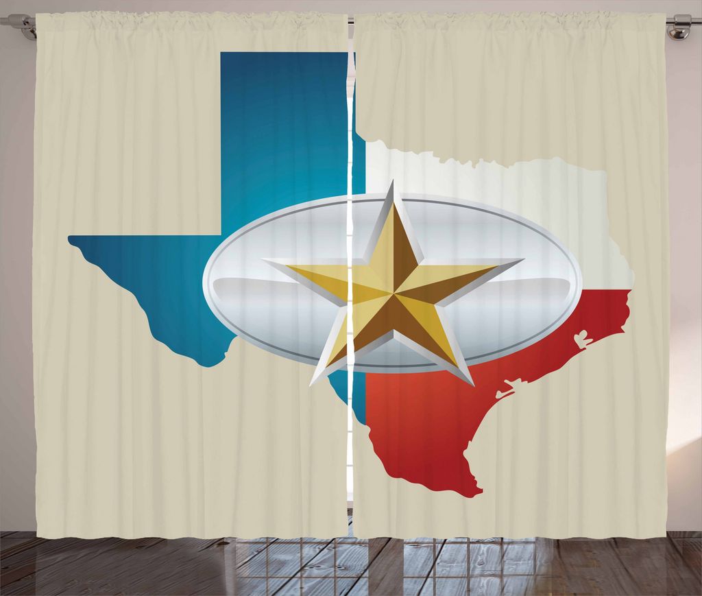 ABAKUHAUS Texas Star Rustikaler Vorhang, Cowboy-Gürtelschnalle, Wohnzimmer Universalband Gardinen mit Schlaufen und Haken, 280 x 175 cm, Mehrfarbig