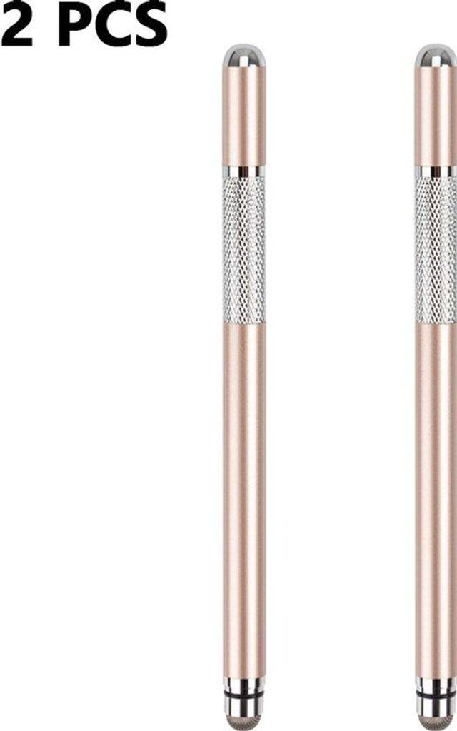 Universal 2-in-1 Stift für Touchscreens mit wechselbaren Mikrovezelpunkten, für Smartphones und Tablets (roségold).