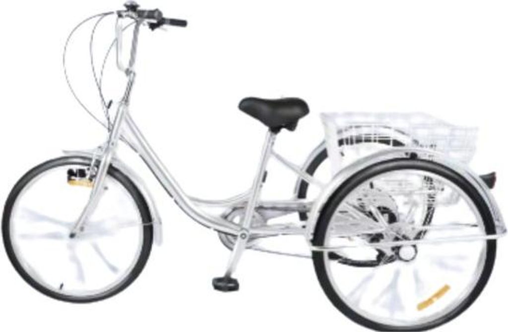 Erwachsenen-Dreiräder Zyrell Madrid – 6-Gang – 24 Zoll – Faltbare Trike – Mit Korb – Vorderrad- und Hinterradbremse – Silber