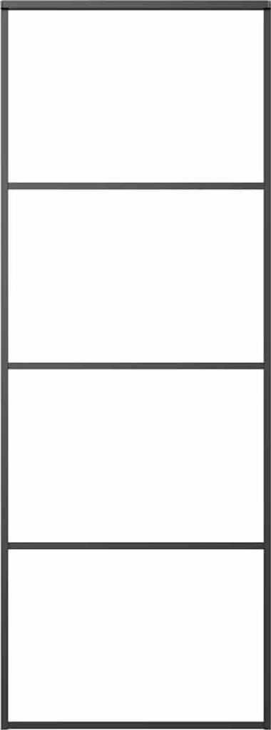 vidaXL Schiebetür ESG-Glas und Aluminium mattiert 76x205 cm Schwarz