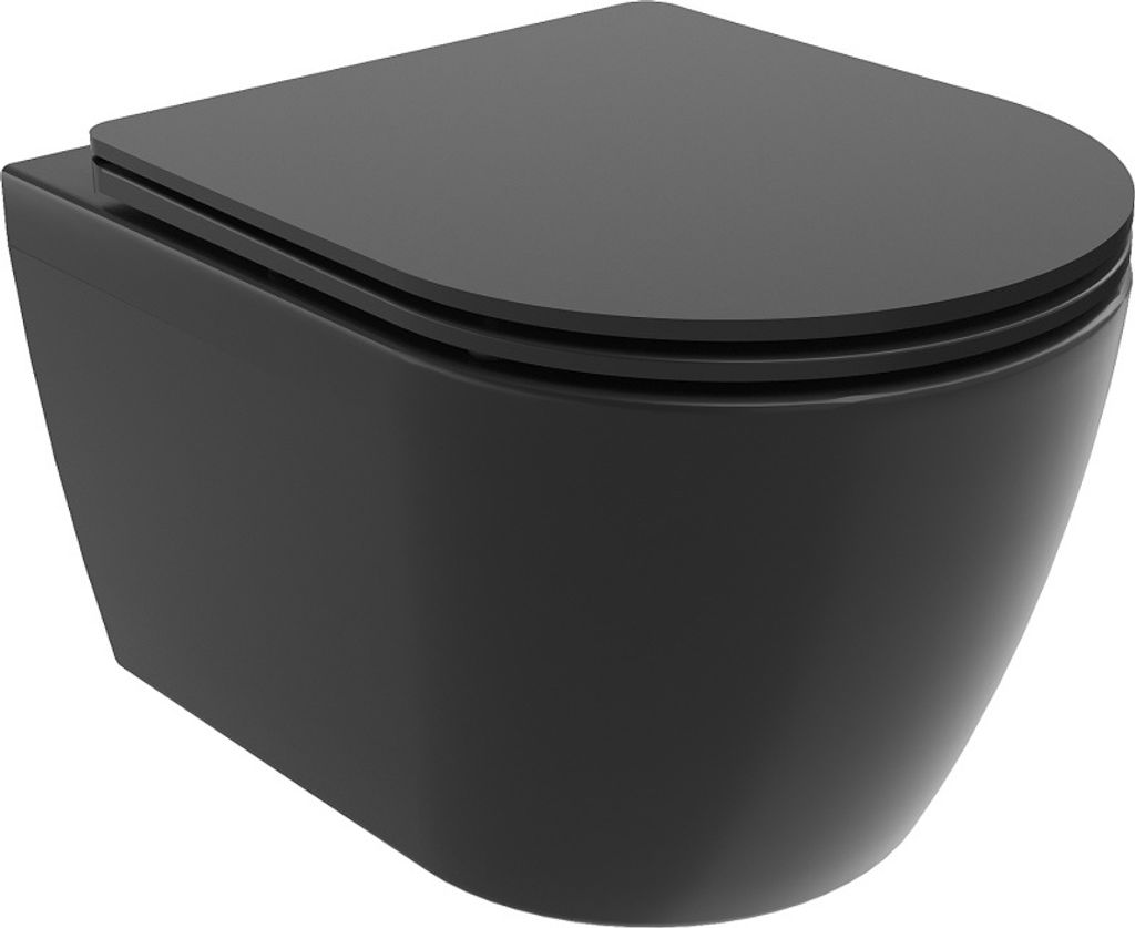 Mexen Carmen WC-Schüssel Randlos mit slim Sitz und Absenk-Automatik, duroplast, Schwarz matt - 30881085