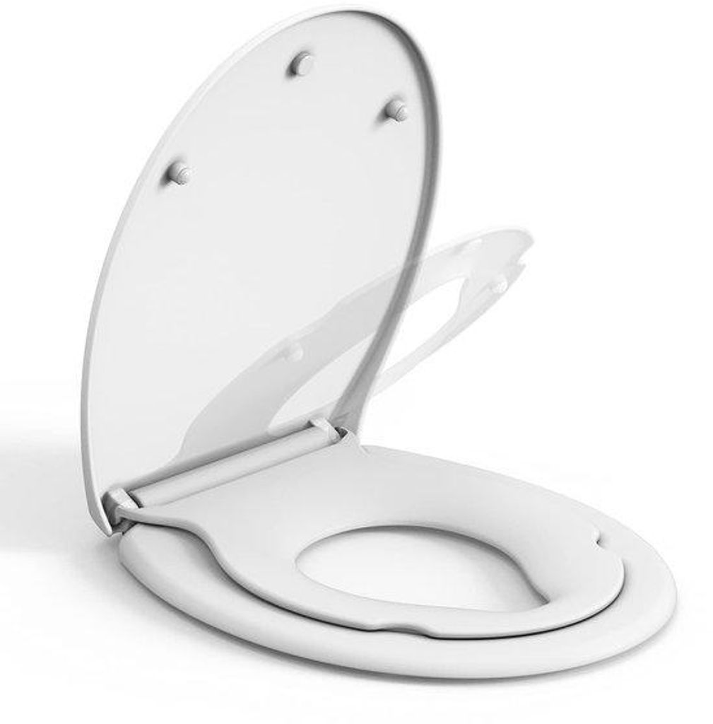 Familienutzung Toiletbrille mit Sitz, O-förmige weiße Toiletbrille mit Sitz, leicht zu reinigende Toiletbrille mit Schnellentriegelung
