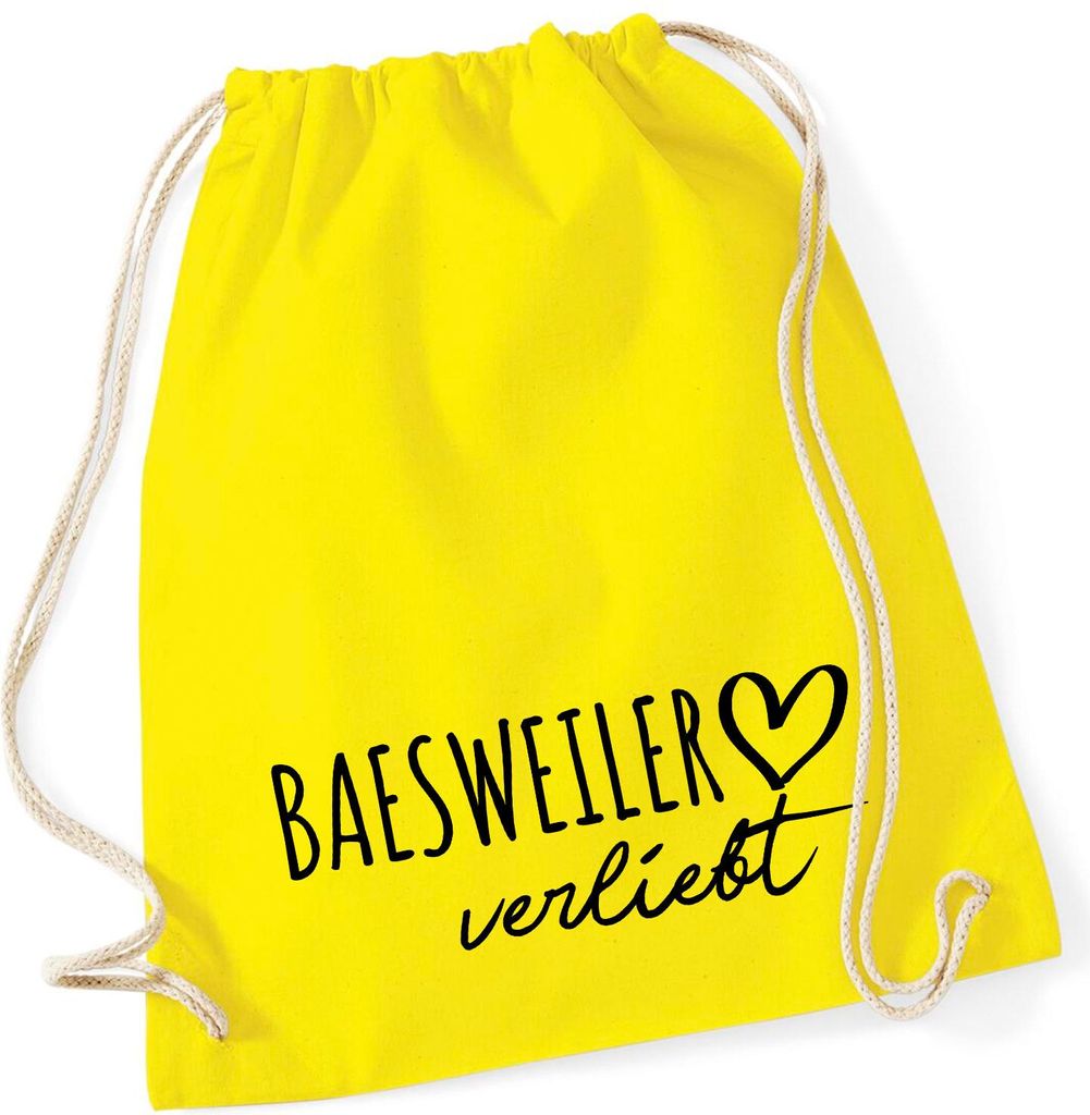 Huuraa Turnbeutel Baesweiler verliebt 12 Liter Yellow Baumwolle Rucksack Geschenkidee