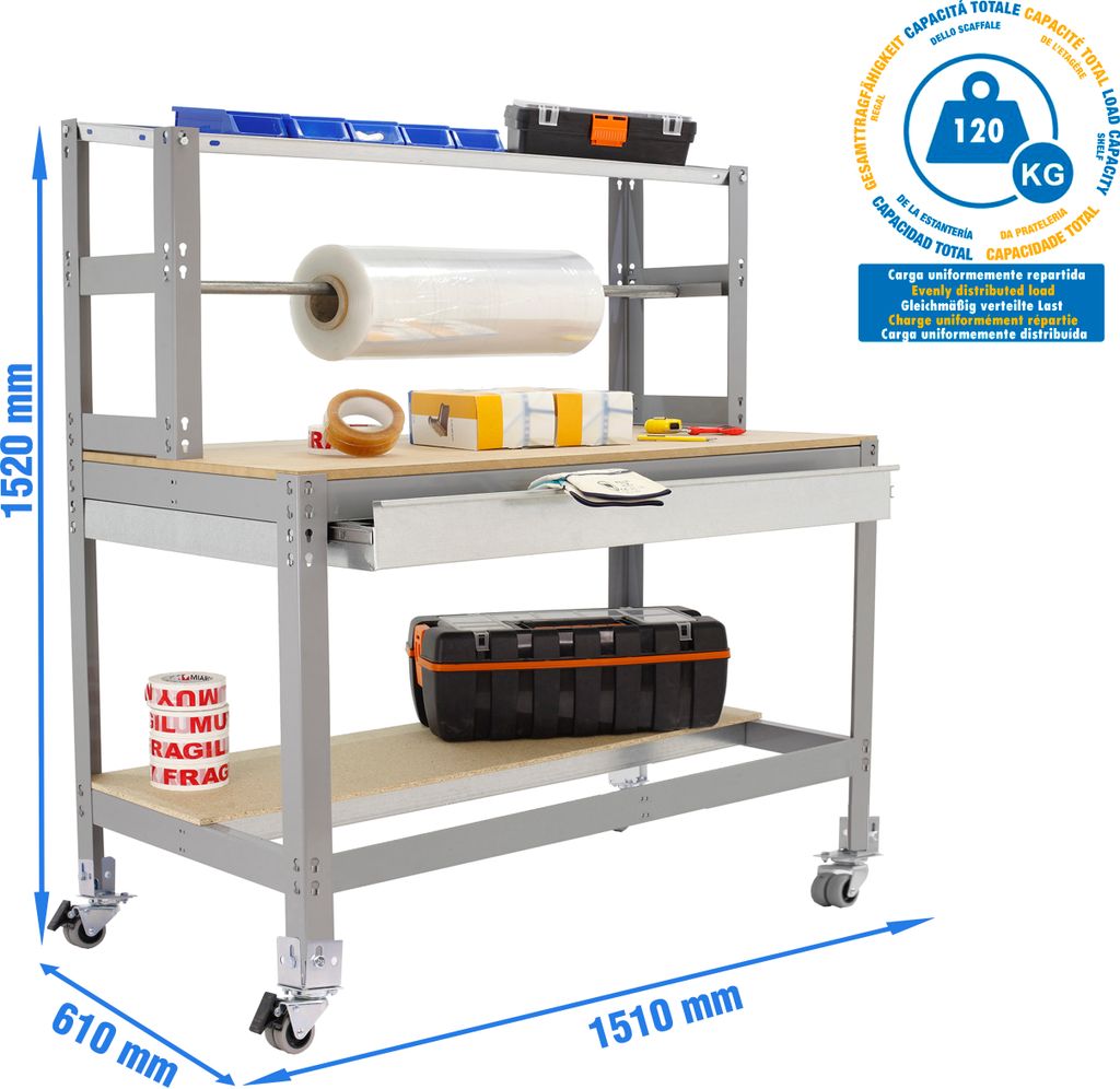 Werkbank ohne Parafuses SIMONWORK MOBILE BT4 BOX 1500 CINZA/MADEIRA