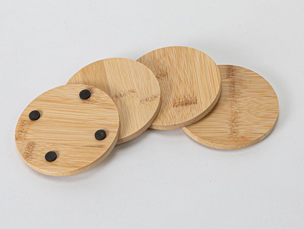 4er Set Excellent Houseware Glasuntersetzer, Bambus, 10x10 cm, braun, rund