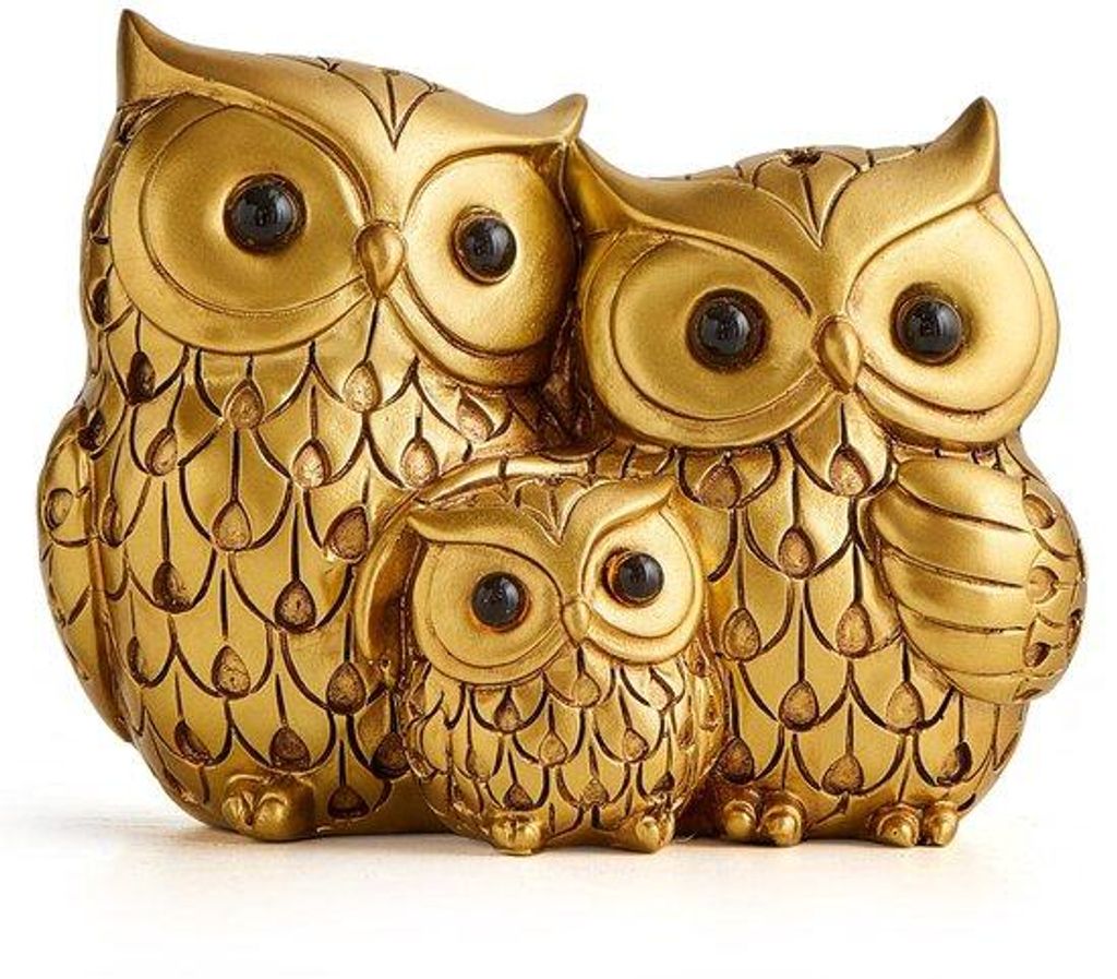 Goldene Eulenfigur, Tischdeko, Moderne Vogelskulptur, Gold, Deko für Zuhause