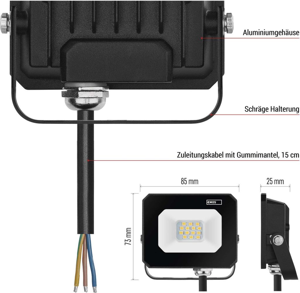 LED reflektor EMOS SIMPO 10 W, IP65, vodotesný do vlhkých Obrázok produktu 5
