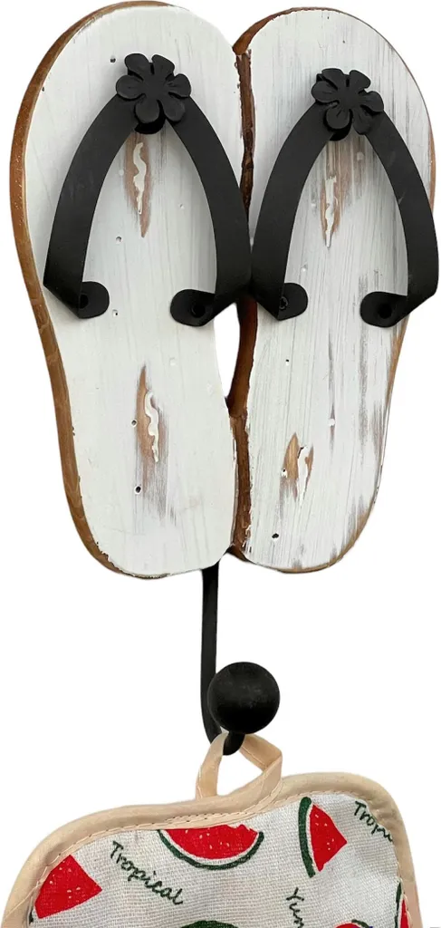 Ganci Asciugamani Vintage Sandalo Legno Metallo Bianco MR82 Parete