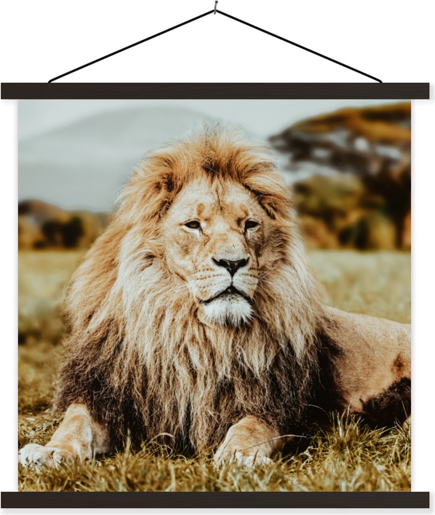 MuchoWow Textilposter Tiere - Wild - Braun 120x120 cm mit schwarzem Rahmen - Aufhängungsset