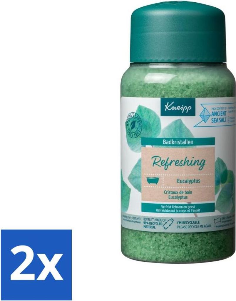 Kneipp - Badesalz - Badekristalle - Minze Eukalyptus - 600 g - Vorteilspack - 2 Stücke