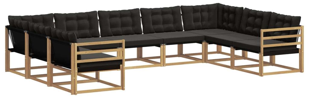 vidaXL Outdoor-Sofagarnitur mit Kissen 9 pcs Weiß und Schwarz