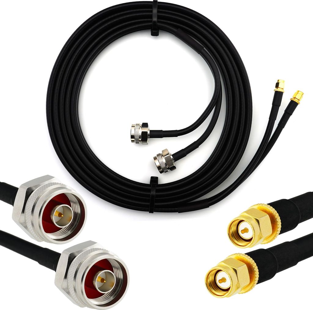 7m SMA auf N Stecker (Hex Kopf) Doppel-Koaxialkabel — HF-240 (LMR 240 Äquivalent) Twin Verlängerungskabel Antennenkabel — WiFi RF Antenne GSM...