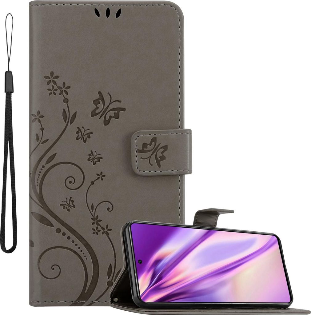 Cadorabo Hülle für Xiaomi 11T / 11T PRO Schutz Hülle in Grau Schutzhülle Handy Hülle Etui Case Blumen Flower