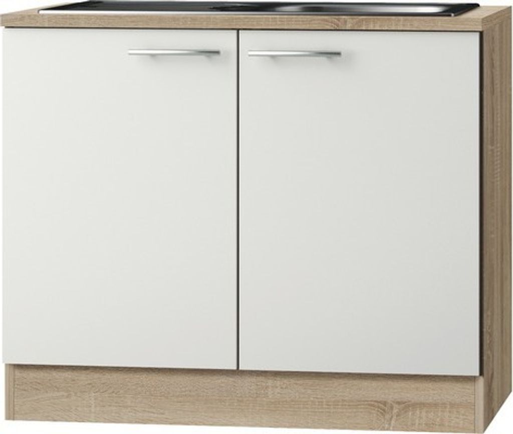 Optifit Spülenschrank inkl Spüle Dakar286 BxTxH 100 x 60 x 84,8 cm weiß glänzend zerlegt Anschlag reversibel KUDK SAPL10