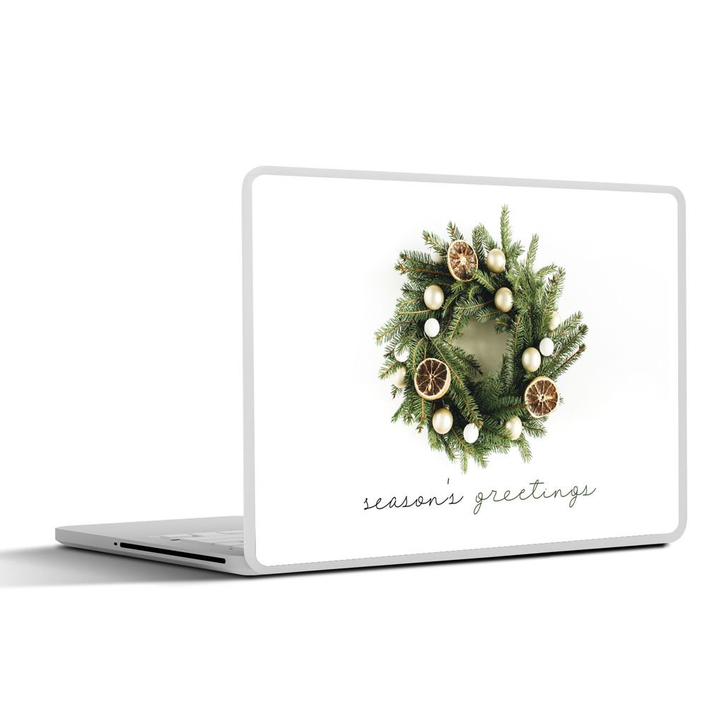 MuchoWow Laptop Aufkleber Sticker Cover Winter - Kiefernzweig - Orange 30x21 cm - Sticker für Laptop - Selbstklebend