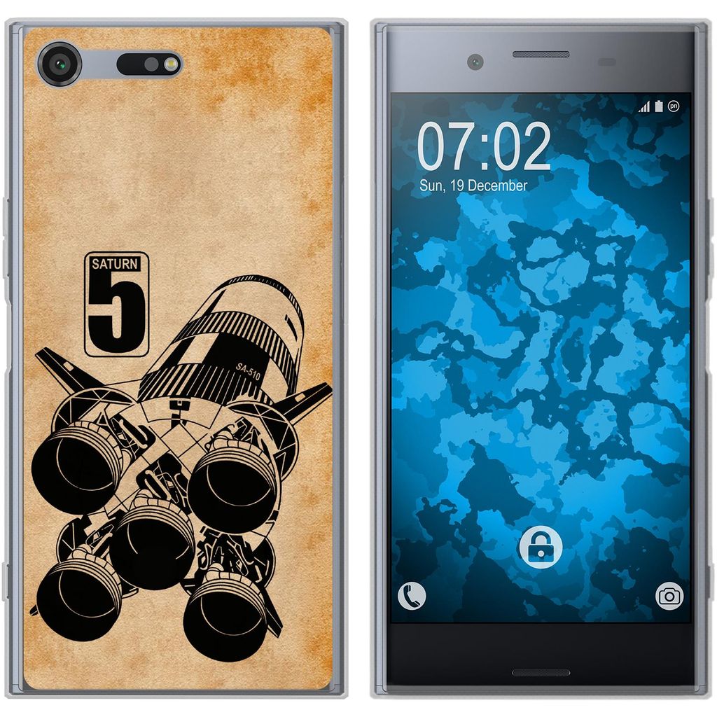 PhoneNatic Case kompatibel mit Sony Xperia XZ Premium Silikon-Hülle Space Moon Rocket M3