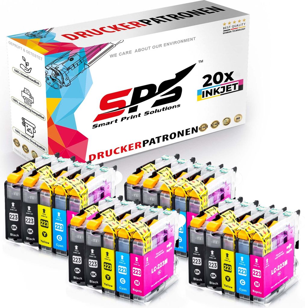 20x Tinten Brother LC-223 Multipack kompatibel für Brother MFC-J5620DW Drucker