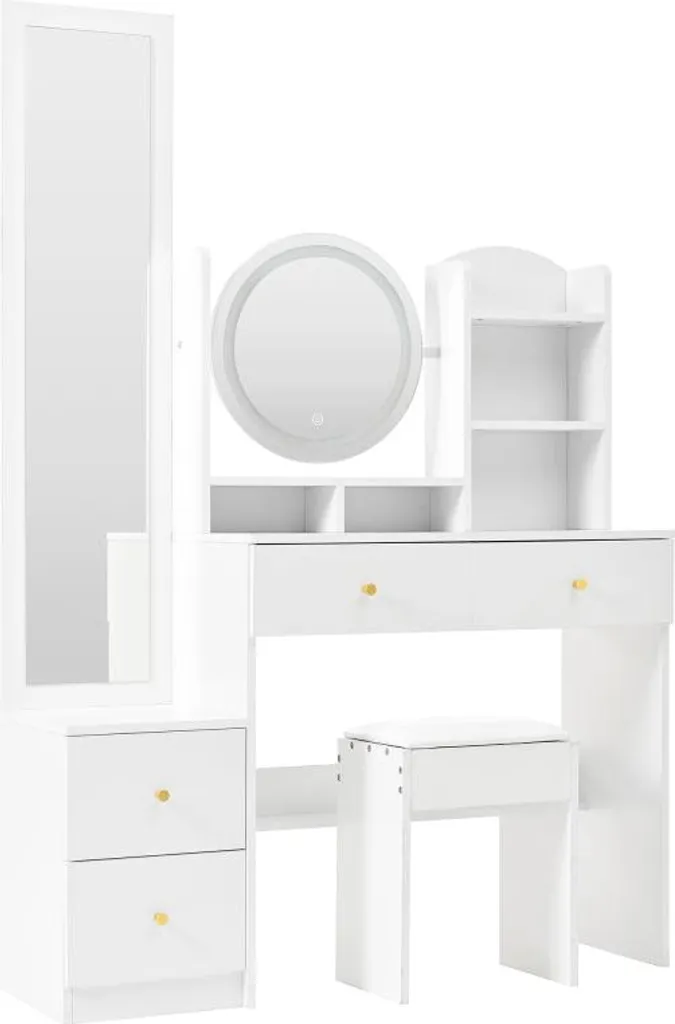 Table de maquillage blanche multifonction avec deux miroirs intégrés - 10