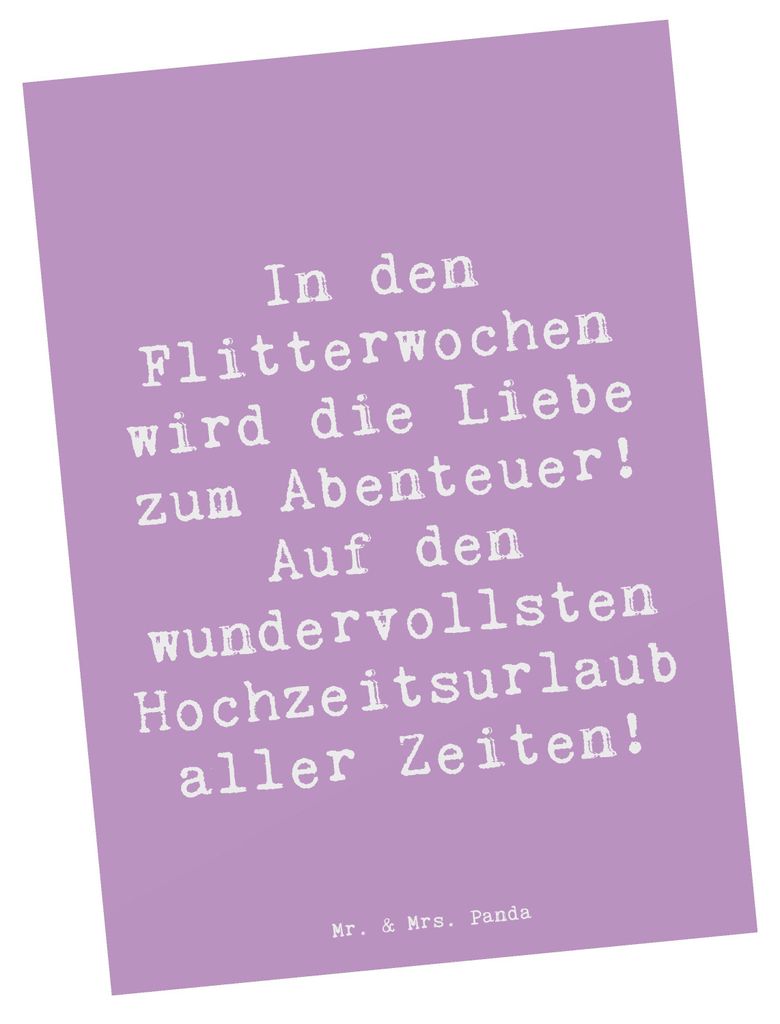 Mr. & Mrs. Panda Grußkarte Spruch Flitterwochen Abenteuer - Lavendeltraum - Geschenk, Geschenke, exotisch, Ansichtskarte, Liebe, Fotokarte, Heirat...