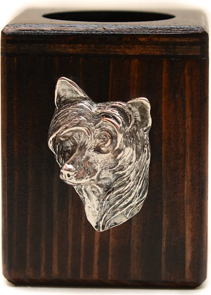 Cane crestato cinese - portacandele in legno con cane, ricordo unico dopo la perdita del cane, opera artigianale del marchio Art-Dog