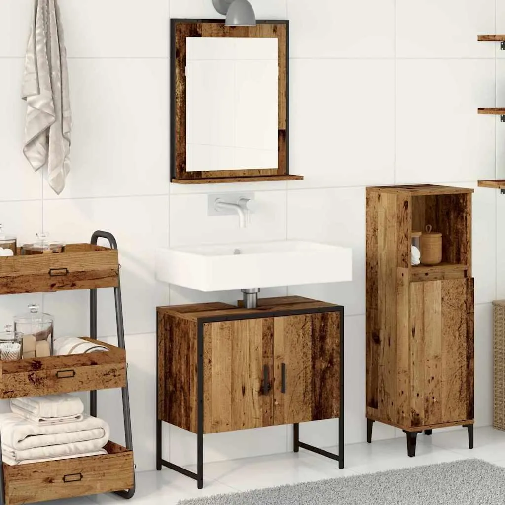 Set di mobili da bagno durevoli 2 pezzi Marrone 60 x 33 x 60 cm Materiale a base di legno - Mobili da bagno Octo8447690 2parti