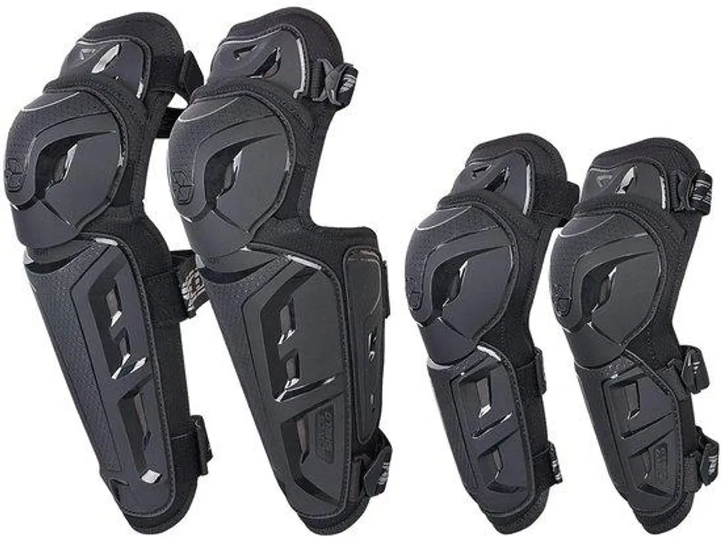 Genouillères de protection motocross et VTT 4 pièces réglables noires