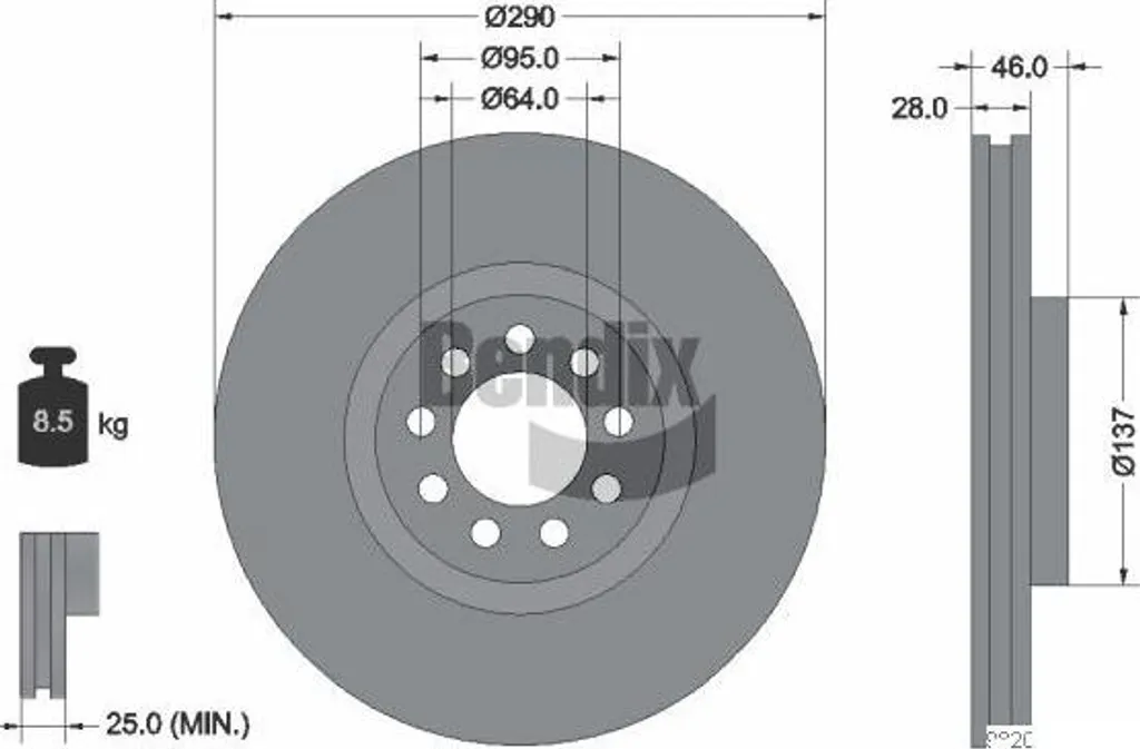 Disque de frein pour entretien IVECO Daily Bendix BDS1094 - Réf 2996121