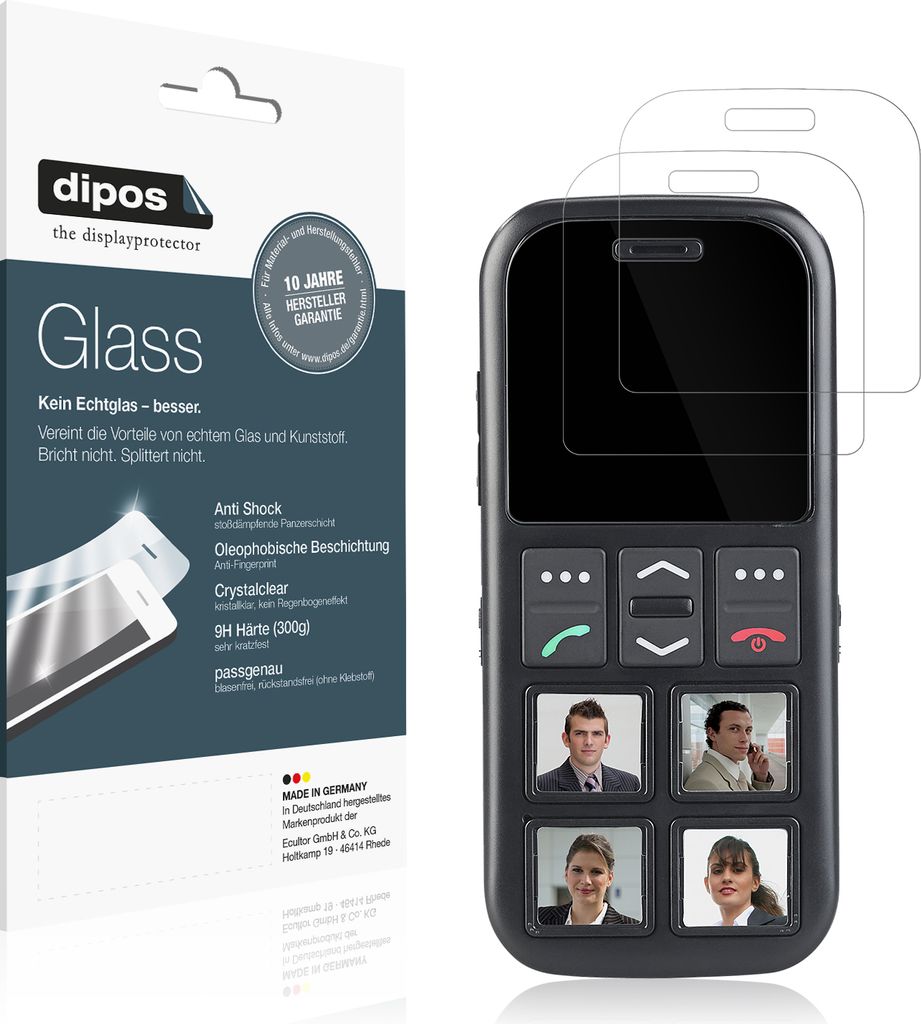 2x Schutzfolie für simvalley mobile RX-820.GPS - Anti-Shock 9H Folie dipos Glass Kunststoffglas