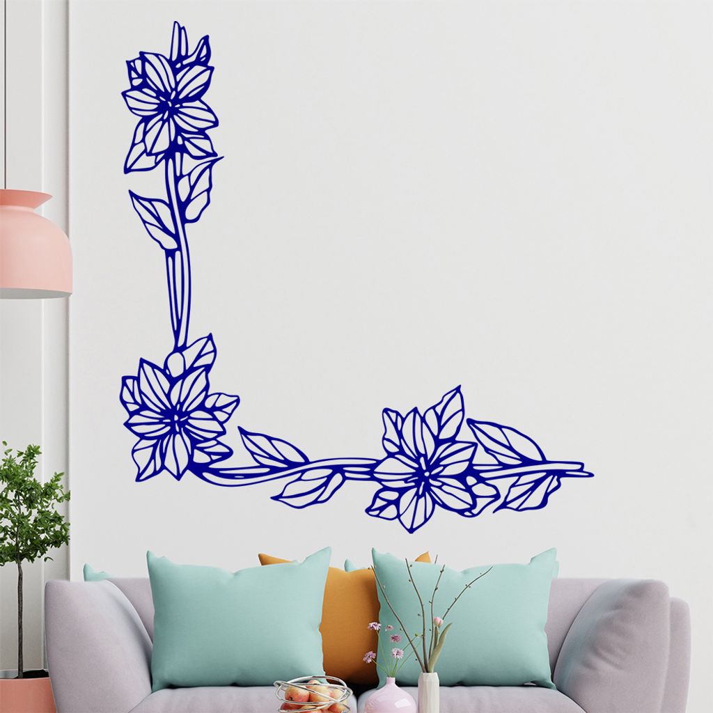 Blumen - Ranken Wandtattoo in 6 Größen - Wandaufkleber Wall Sticker - Dekoration, Küche, Wohnzimmer, Schlafzimmer, Badezimmer