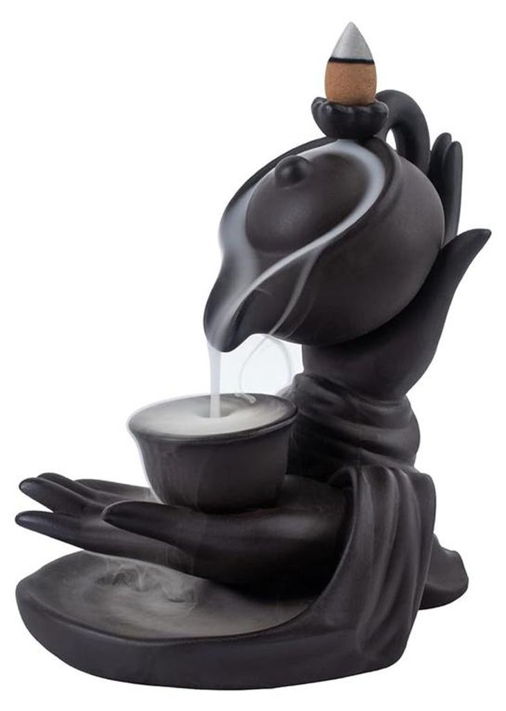 Buddha Hand Räucherstäbchen Wasserfall Keramik – 100 Kegel 10 Düfte fließender Rauch | Für Meditation Yoga Zuhause Büro