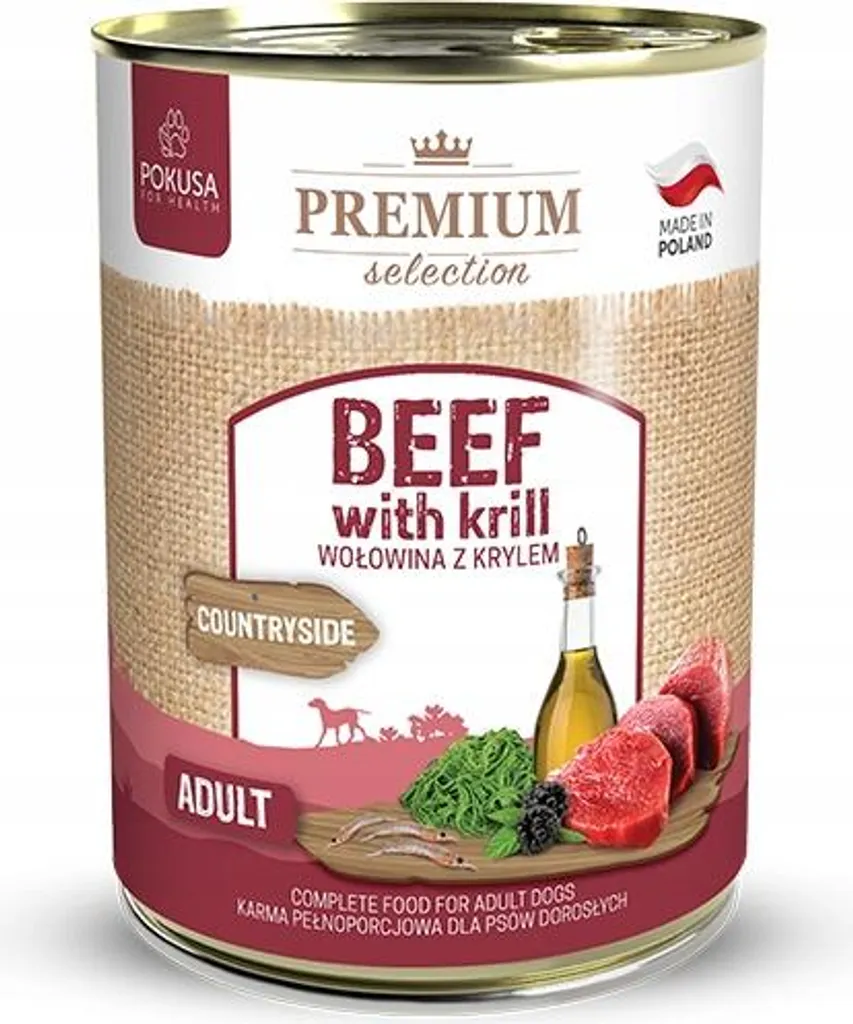 Pokusa Manzo e Krill per Cani - 400g di Puro Amore in Lattina