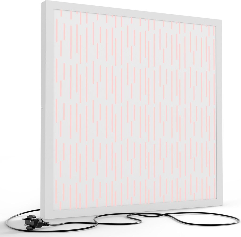 DEQORI LED-Bild & Lampe 60x60 cm Weiß 'Zartes Linienfeld' Leuchtbild LED Wandbild Leuchte