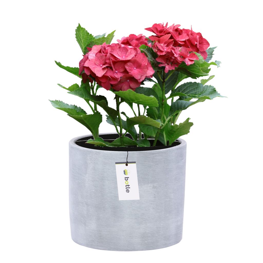 Blumentopf Blumenübertopf Gehäuse Farbe Grau Rund Ø 13,5cm H 12,5cm Glanz Oberfläche Modern Glamour