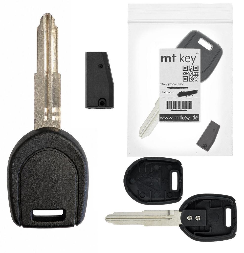 MT-KEY Auto Zünd Schlüssel Rohling MIT11R + ID61 Transponder kompatibel mit Mitsubishi Lancer Cs0 03-06 Montero Io 00-06 Outlander Cu0W 04-06 Paj...